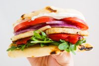 Grilled Halloumi Sandwich with Roasted Pepper and Spinach