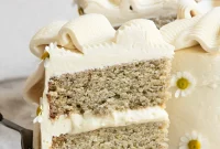 Moist Banana Layer Cake with Honey Buttercream Recipe