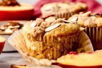 Peach Almond Streusel Muffins with Crumb Topping