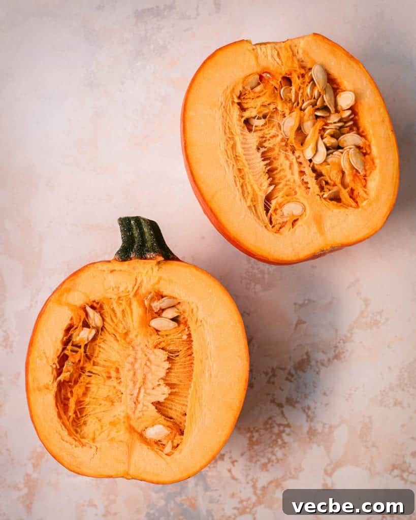 Creamy Vegan Pumpkin Curry with Crispy Tofu 4 pumpkin sliced in half