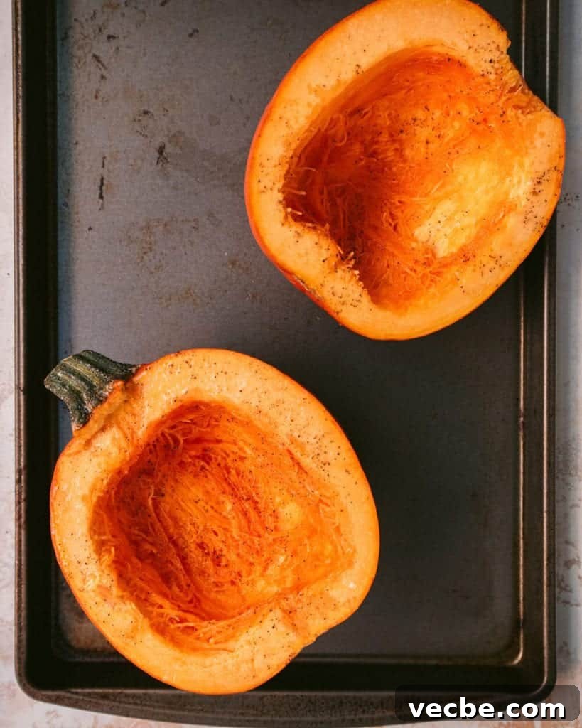 Creamy Vegan Pumpkin Curry with Crispy Tofu 5 pumpkin scooped out