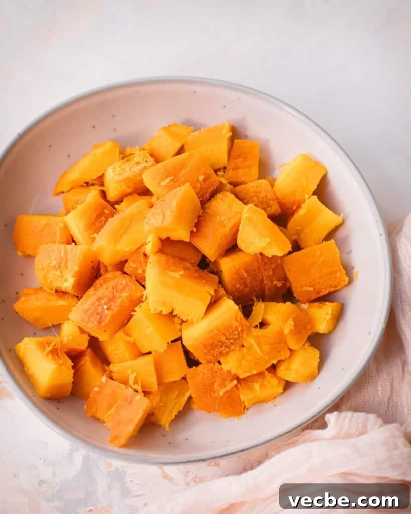 Creamy Vegan Pumpkin Curry with Crispy Tofu 7 pumpkin cubes