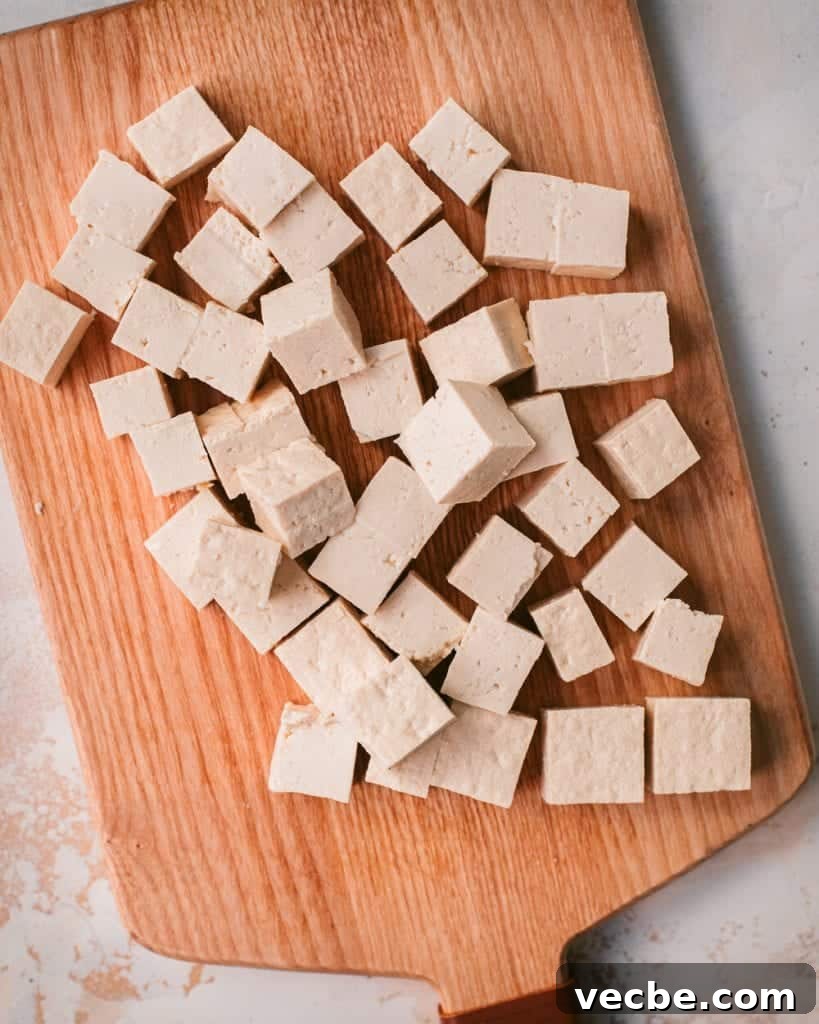 Creamy Vegan Pumpkin Curry with Crispy Tofu 10 cubed tofu