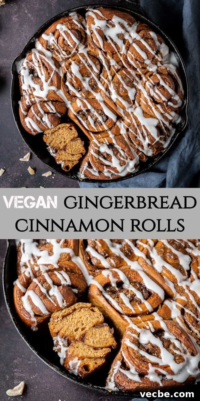 Vegan gingerbread cinnamon rolls with cinnamon, ginger and treacle gingerbread cinnamon rolls pinterest image