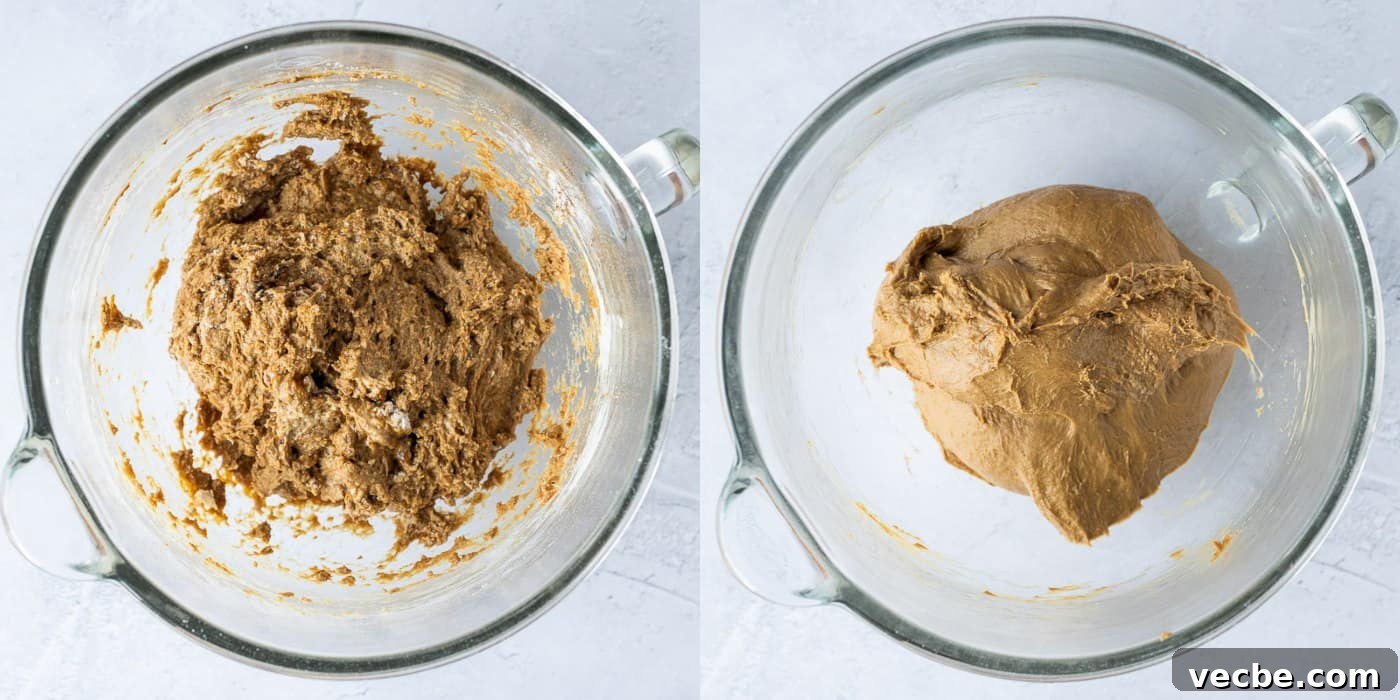 Vegan Gingerbread Cinnamon Rolls Recipe 3 step 2 - kneading the dough