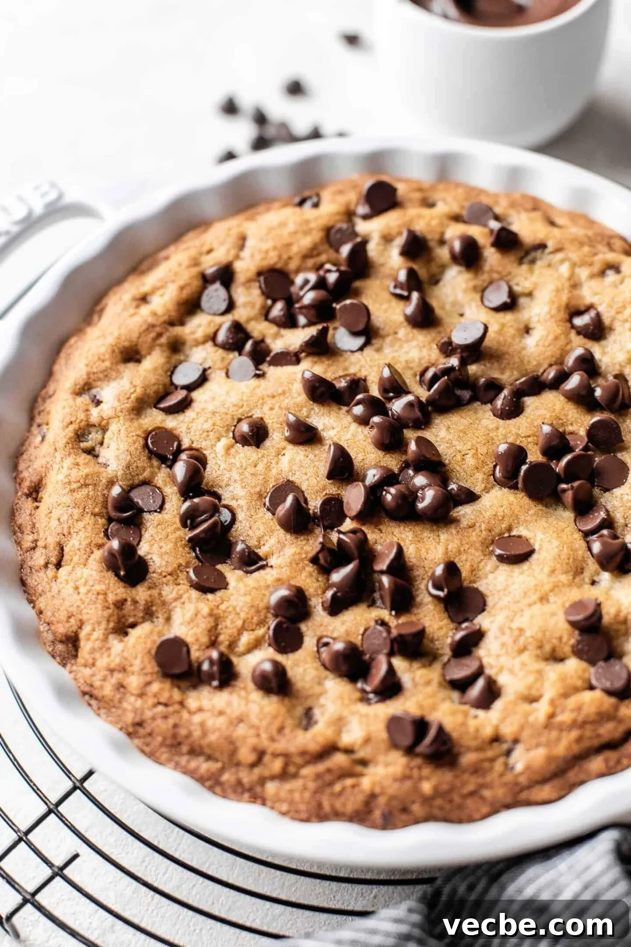 Giant Nutella-Stuffed Chocolate Chip Cookie Recipe 3 GIANT Nutella stuffed chocolate chip cookie in pie dish