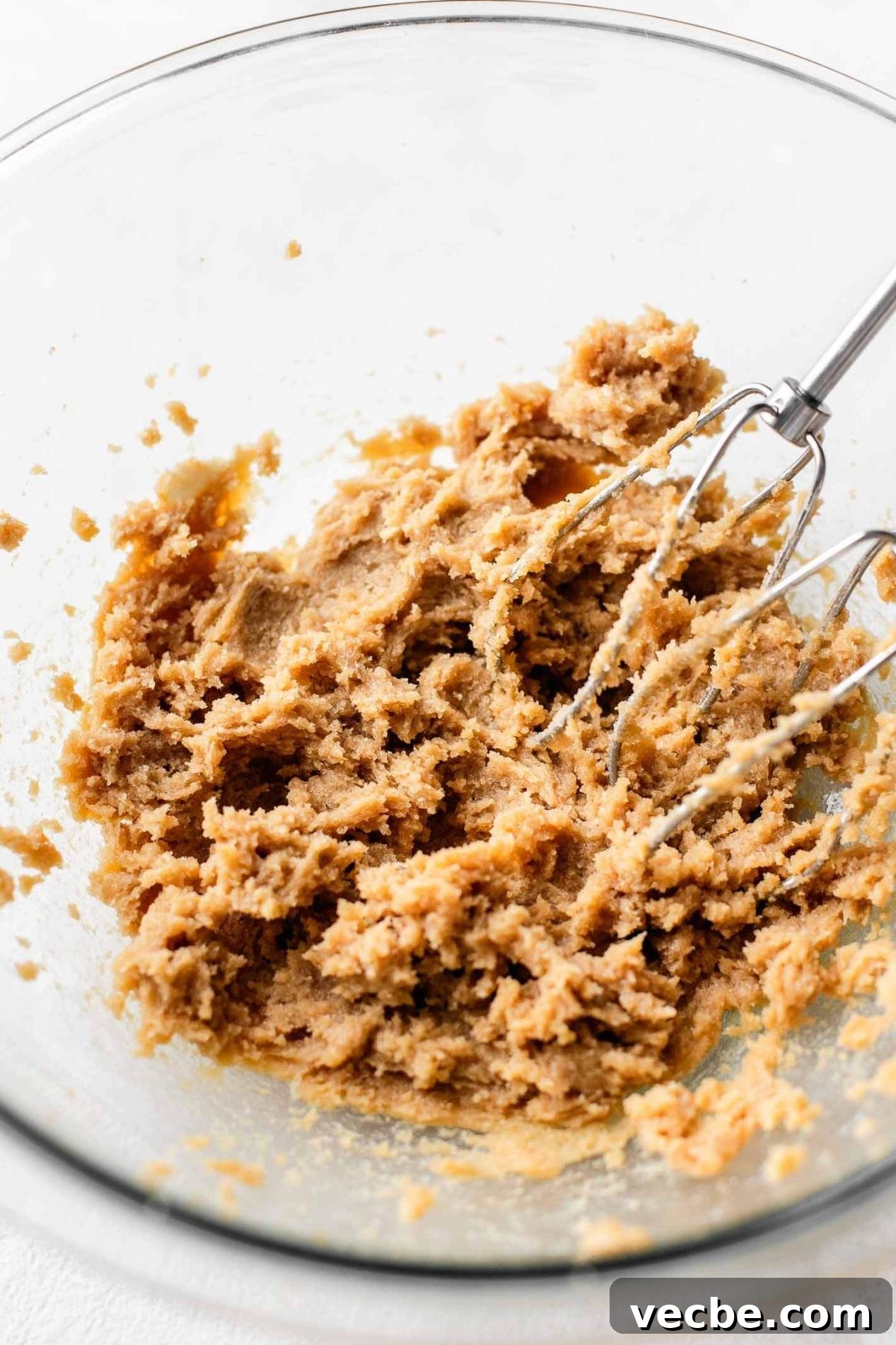 Giant Nutella-Stuffed Chocolate Chip Cookie Recipe 4 butter and sugars creamed together in bowl