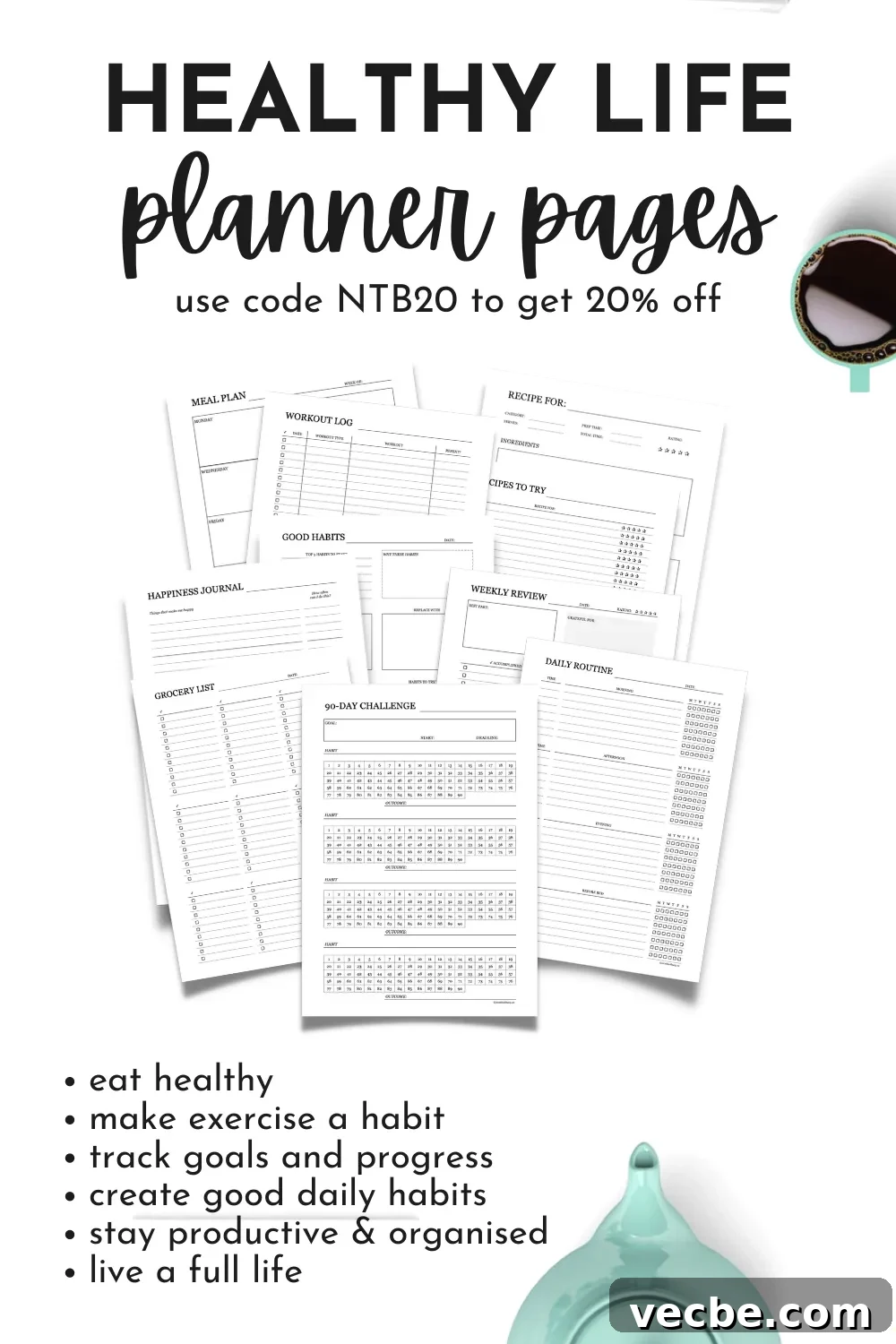 5 At-Home Yoga Routines for Weight Loss 3 fitness planner pages