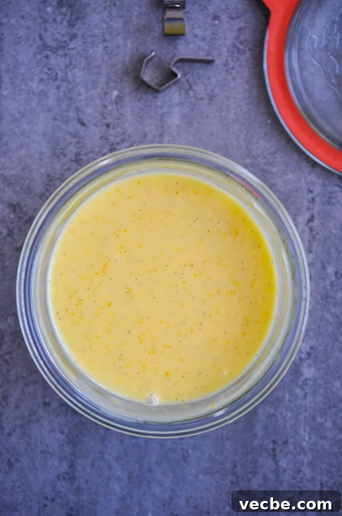 Sous Vide Yuzu Lemon Curd Recipe 4 Yuzu lemon curd with visible lemon zest for extra citrus aroma and texture.
