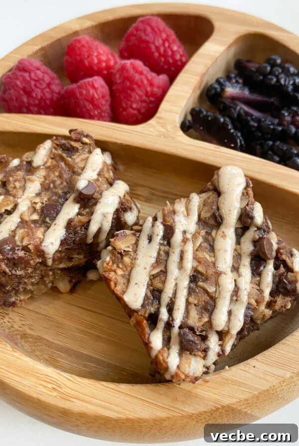 Chewy Chocolate Chip Granola Bars Recipe 8 Peanut butter banana bars served with raspberries and blackberries