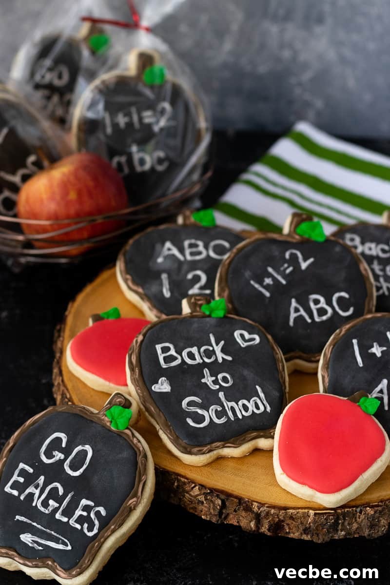 How to Make Chalkboard Apple Sugar Cookies 2 display of various cookie design options