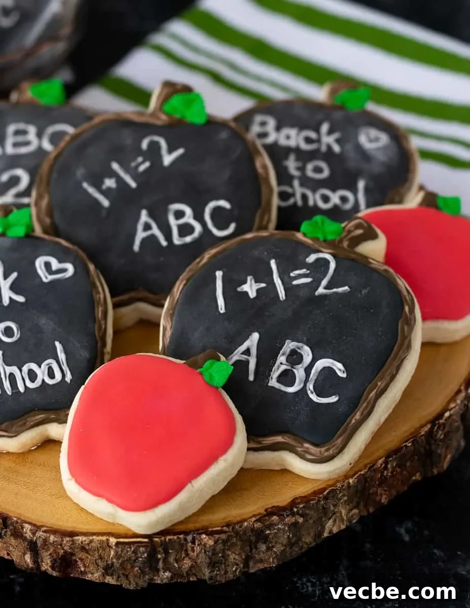 How to Make Chalkboard Apple Sugar Cookies 7 detail of smaller apple cookies in set
