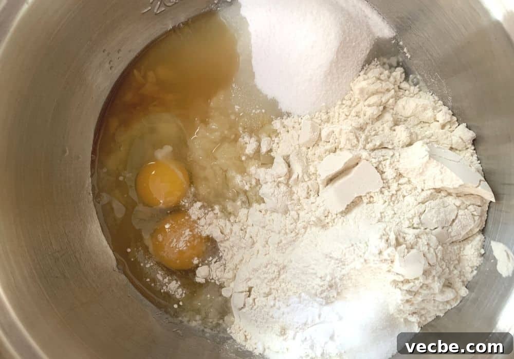 Old-Fashioned Grandma's Cake Recipe 5 ingredients for granny cake in a mixing bowl