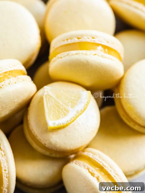 Lemon Meringue Ice Cream Pie Recipe 6 Close up of lemon bar macarons randomly placed.