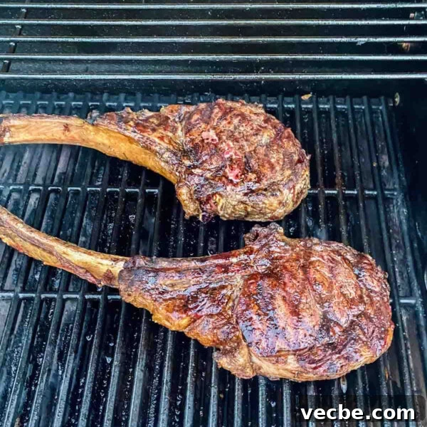 Grilled Filet Mignon Recipe: Tender, Juicy Steak 7 Two large steaks on a grill with a grill pan.