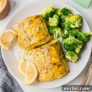 Air Fryer Mahi Mahi with Lemon Garlic 11 air fryer mahi mahi on a white plate.