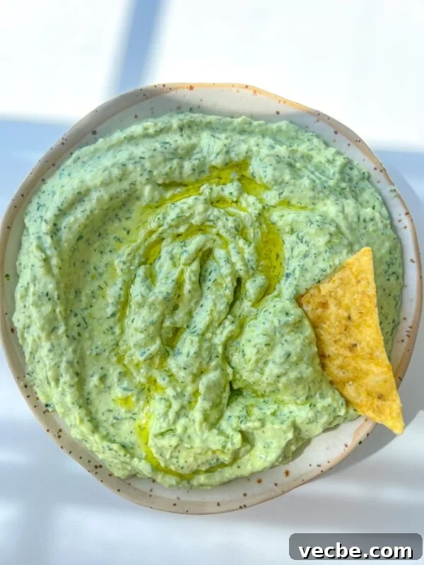 Creamy Green Goddess Dip Recipe with Fresh Herbs 7 A bowl of creamy Green Goddess Dip