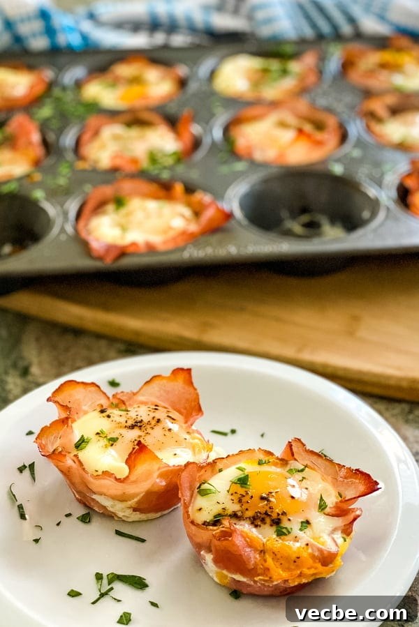 Ham and Egg Breakfast Cups Recipe 2 2 ham and egg cups and a muffin tin