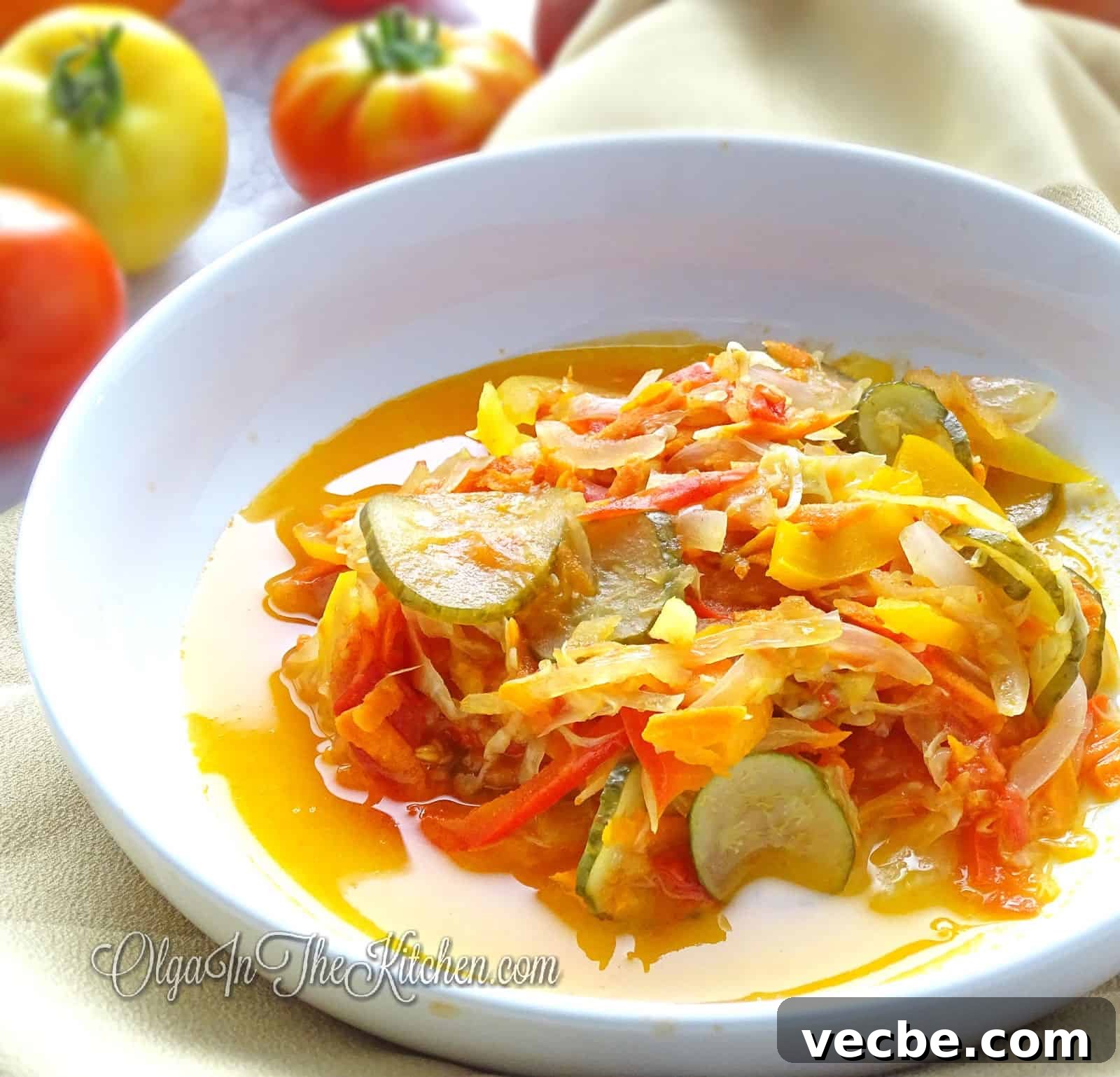 Canned Fall Salad Recipes with Autumn Flavors 2 Pickled Salad: "Autumn" (осінній салат): combo of fresh vegetables & fruits, marinated with sweet, salty and sour dressing. | olgainthekitchen.com