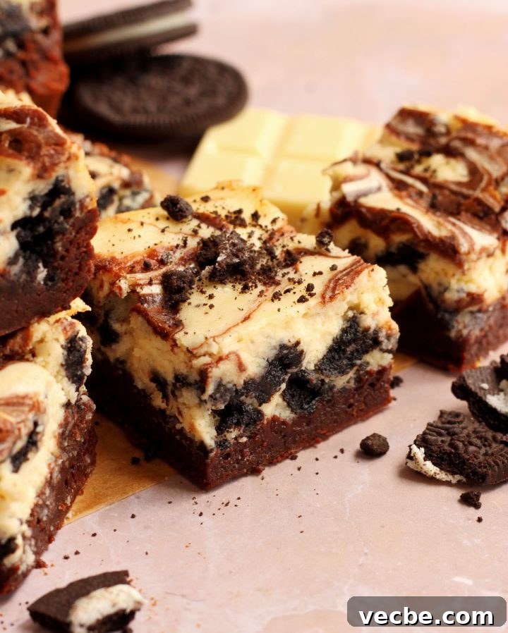 Oreo Cheesecake Brownies Recipe 6 oreo cheesecake brownies sliced into squares
