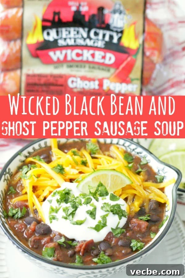 Fiery Black Bean and Ghost Pepper Sausage Soup Recipe 8 Wicked Black Bean and Ghost Pepper Sausage Soup | Foodtastic Mom