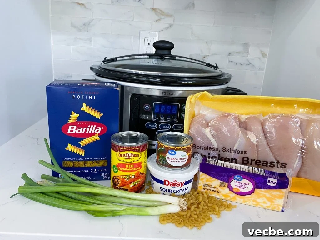 Creamy Slow Cooker Chicken Enchilada Pasta 2 chicken enchilada pasta