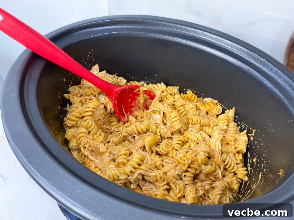 Creamy Slow Cooker Chicken Enchilada Pasta 4 img 13484 3