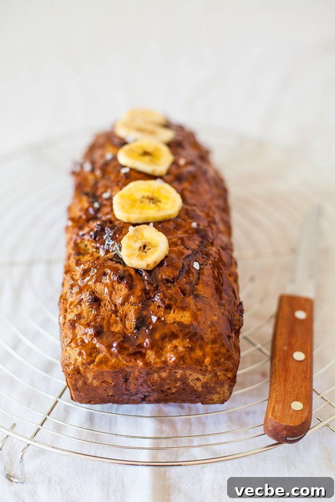 Salted Caramel Banana Loaf Recipe with Gooey Caramel Swirl 3 Salted Caramel Banana Bread slice