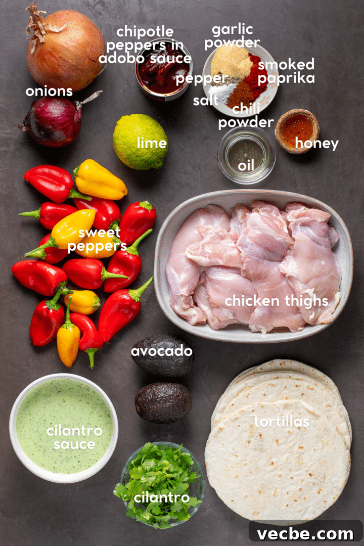 Caramelized Chipotle Chicken Fajitas Recipe 5 picture of the ingredients needed to make chipotle chicken fajitas