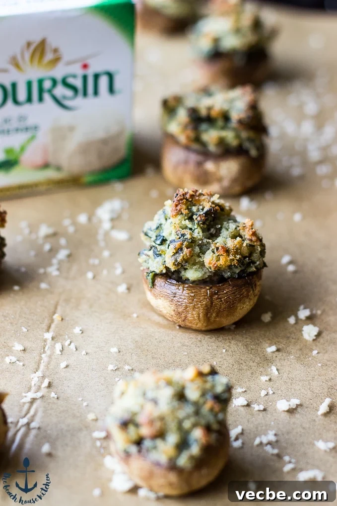 Creamy Boursin and Spinach Stuffed Mushrooms Recipe 3 Spinach and Boursin Stuffed Mushrooms