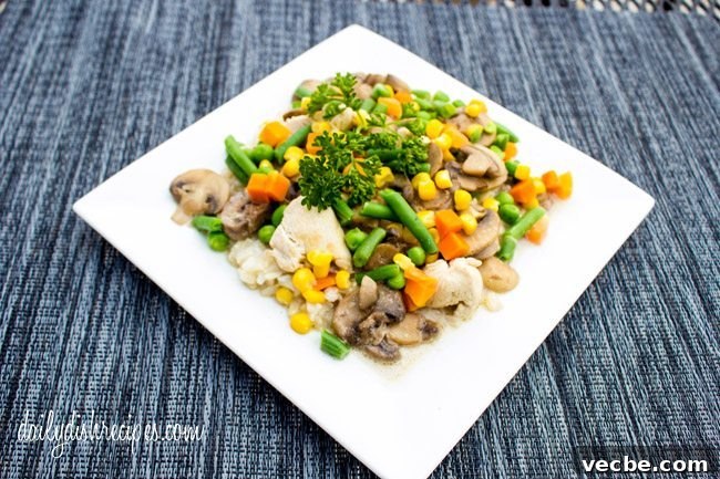 Chicken Brown Rice Bowl with Mushrooms and Vegetables 3 Chicken and Brown Rice with Veggies and Mushrooms