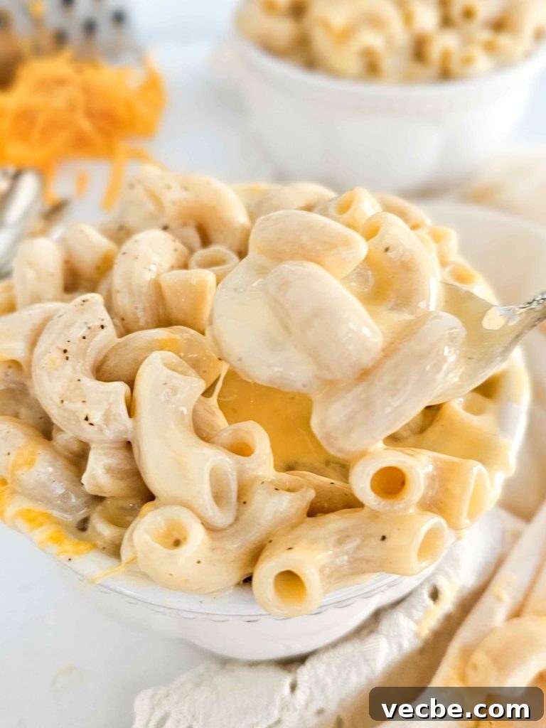 Gluten-Free Boxed-Style Mac and Cheese Recipe 3 creamy mac and cheese in a white bowl