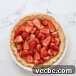 No Bake Strawberry Jello Pie Recipe 10 halved strawberries in a baked pie crust.