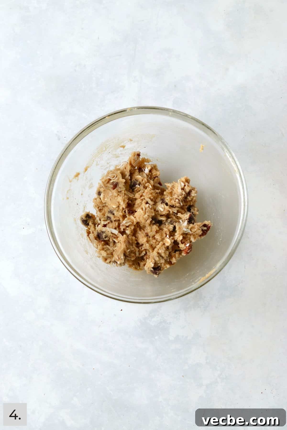 Single-Serve Cowboy Cookie Recipe for One - Small Batch 7 Small batch of cowboy cookie in a mixing bowl.
