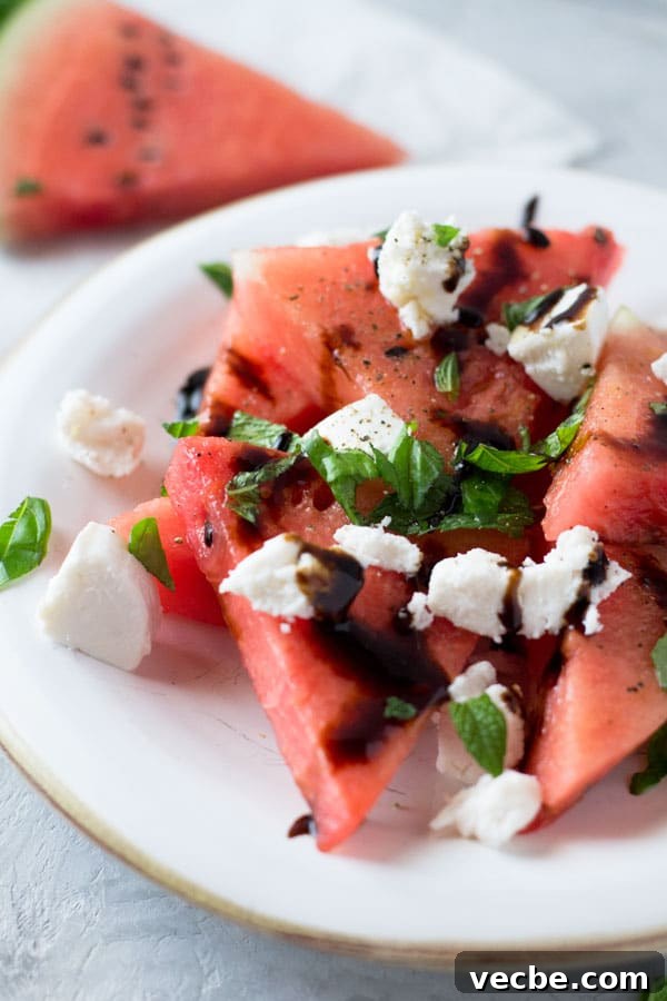 A delicious light watermelon, basil, mint, goats cheese salad with balsamic glaze. Refreshing and healthy salad recipe insidetherustickitchen A delicious light watermelon basil salad with mint, goats and balsamic glaze. Refreshing and healthy salad recipe insidetherustickitchen