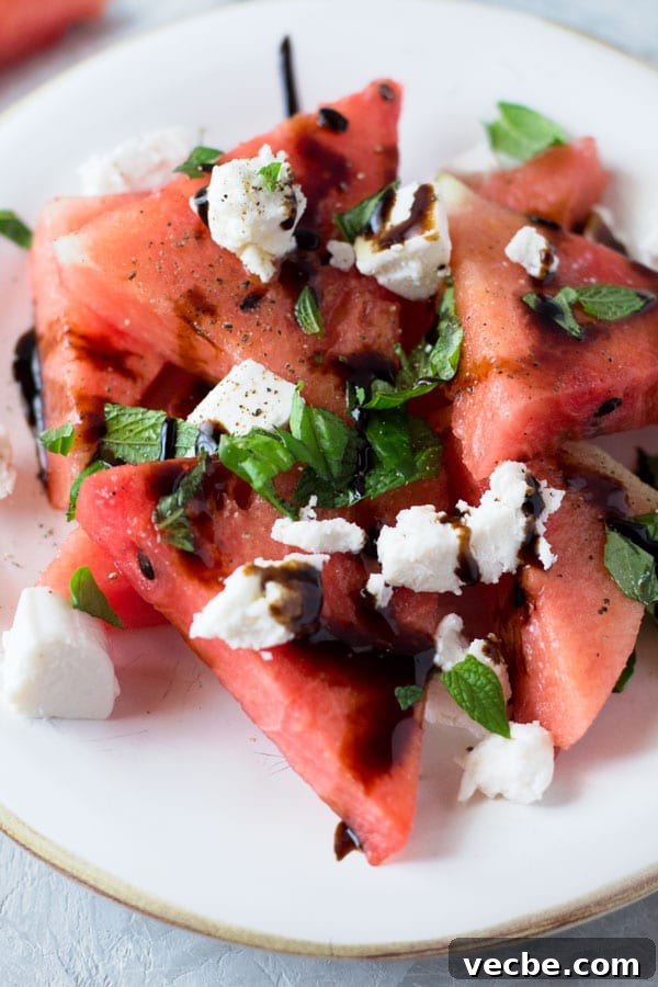 A delicious light watermelon, basil, mint, goats cheese salad with balsamic glaze. Refreshing and healthy salad recipe insidetherustickitchen A delicious light watermelon basil salad with mint, goats and balsamic glaze. Refreshing and healthy salad recipe insidetherustickitchen
