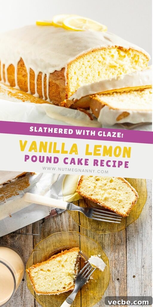 Classic Vanilla Lemon Pound Cake Recipe 7 Vanilla Lemon Pound Cake pin for Pinterest.