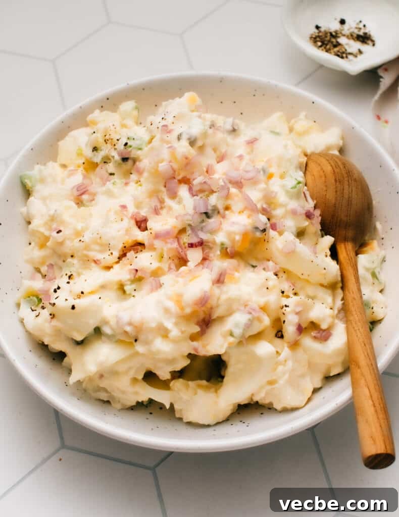Classic Creamy Potato Salad with Hard Boiled Eggs Recipe 2 Classic homemade potato salad with eggs in a creamy dressing