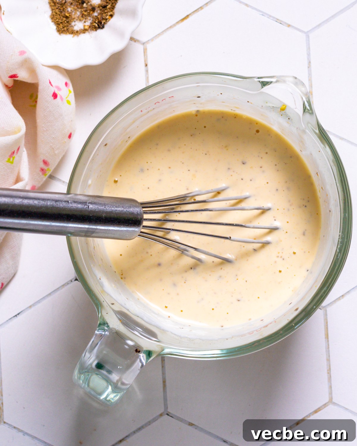 Classic Creamy Potato Salad with Hard Boiled Eggs Recipe 7 Whisking dressing