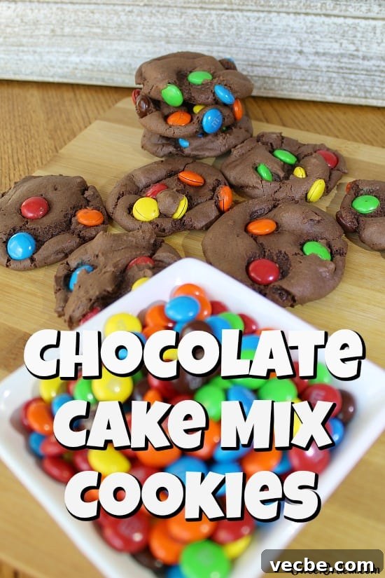 Chocolate Cake Mix Cookies with M&Ms...soft cookies that stay soft. M&Ms in chocolate cookies.