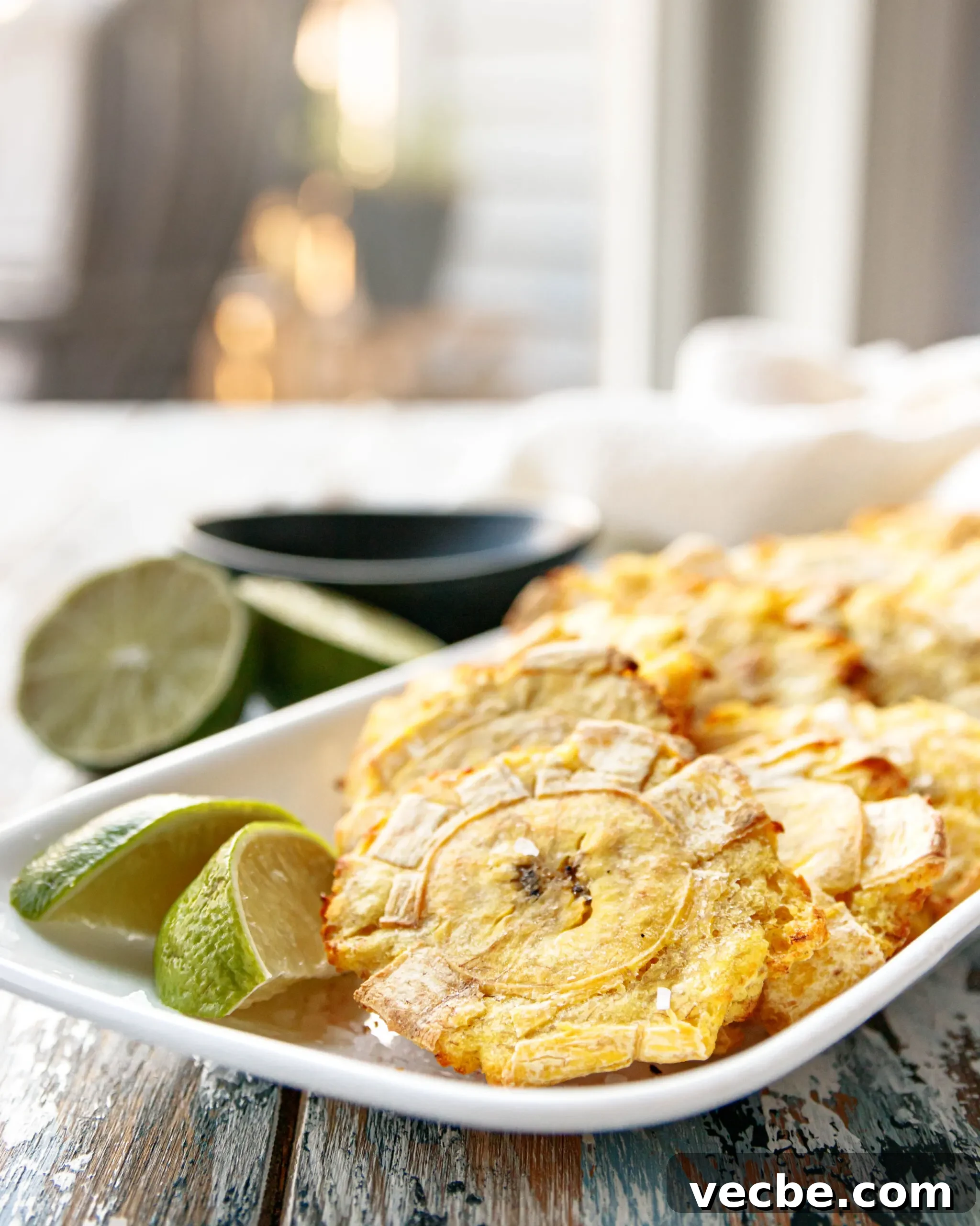 Air Fryer Tostones Cuban Fried Plantains 5 close up of the tostones