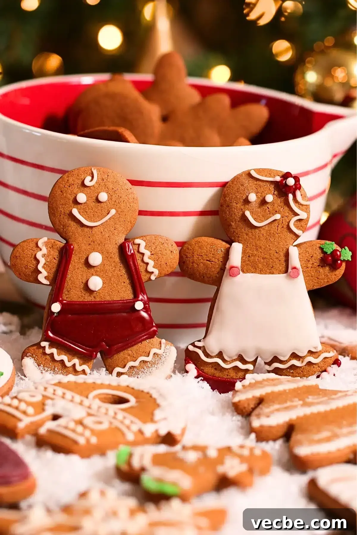 7 Pro Tips for Baking Bakery-Style Cookies Every Time 12 homemade gingerbread cookies decorated with loyal icing, laid on a pile of snow