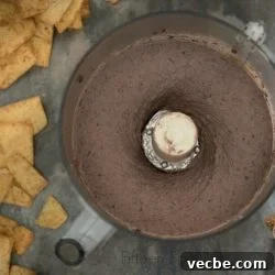 Black Bean Hummus in Food Processor Bowl with Chips On Side