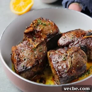 Pan-Seared Garlic & Herb Lamb Loin Chops 18 lamb loin chops in a white bowl