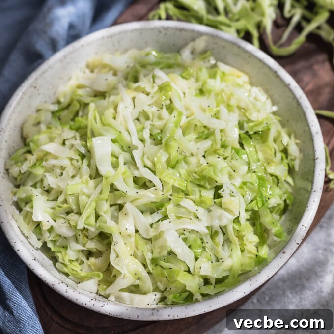 Low-Carb Keto Cabbage Noodles Recipe 4 Buttery cabbage noodles with poppy seeds in a bowl.