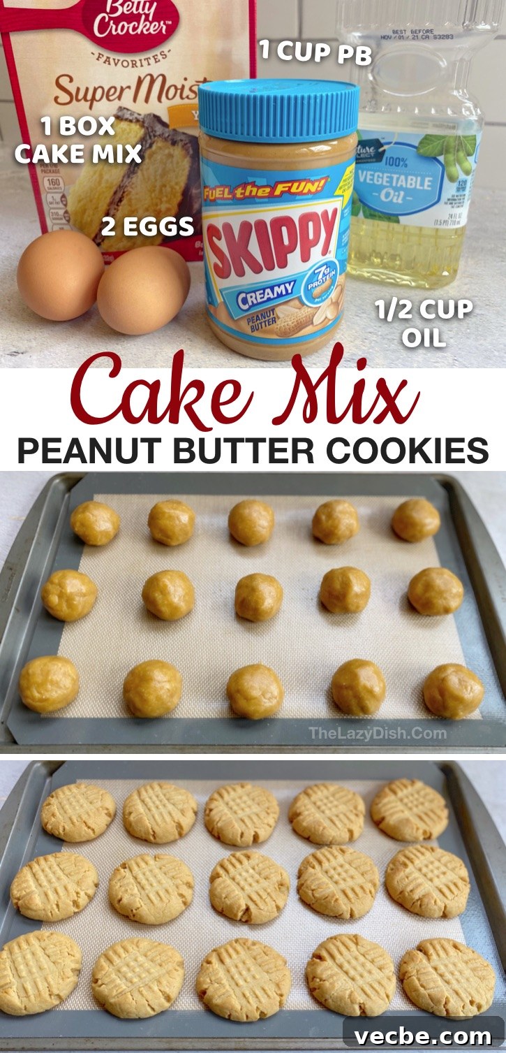 Soft Peanut Butter Cake Mix Cookies 6 Quick homemade peanut butter cookies made with four simple ingredients