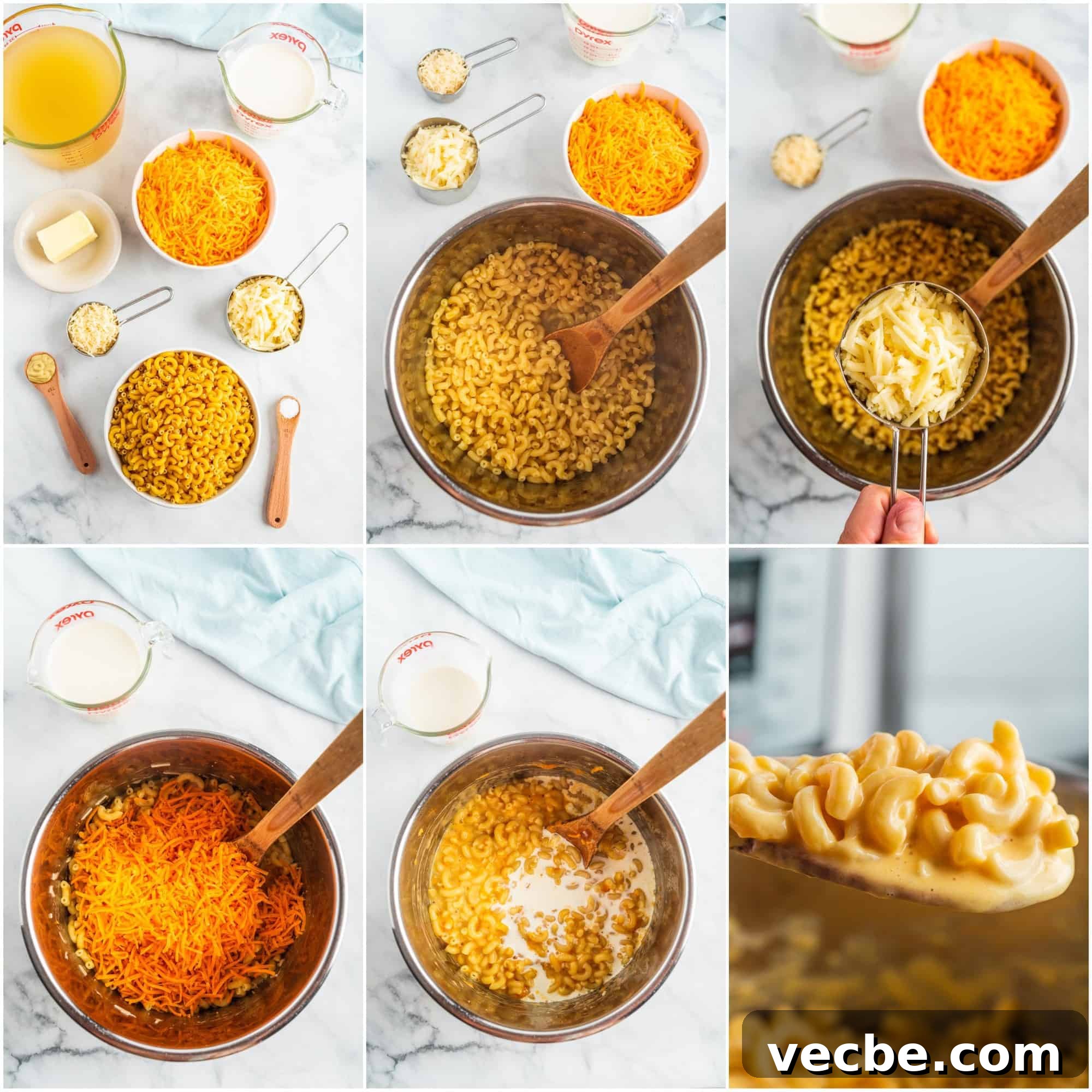Creamy Instant Pot Mac and Cheese 4 Collage of mac and cheese instructions