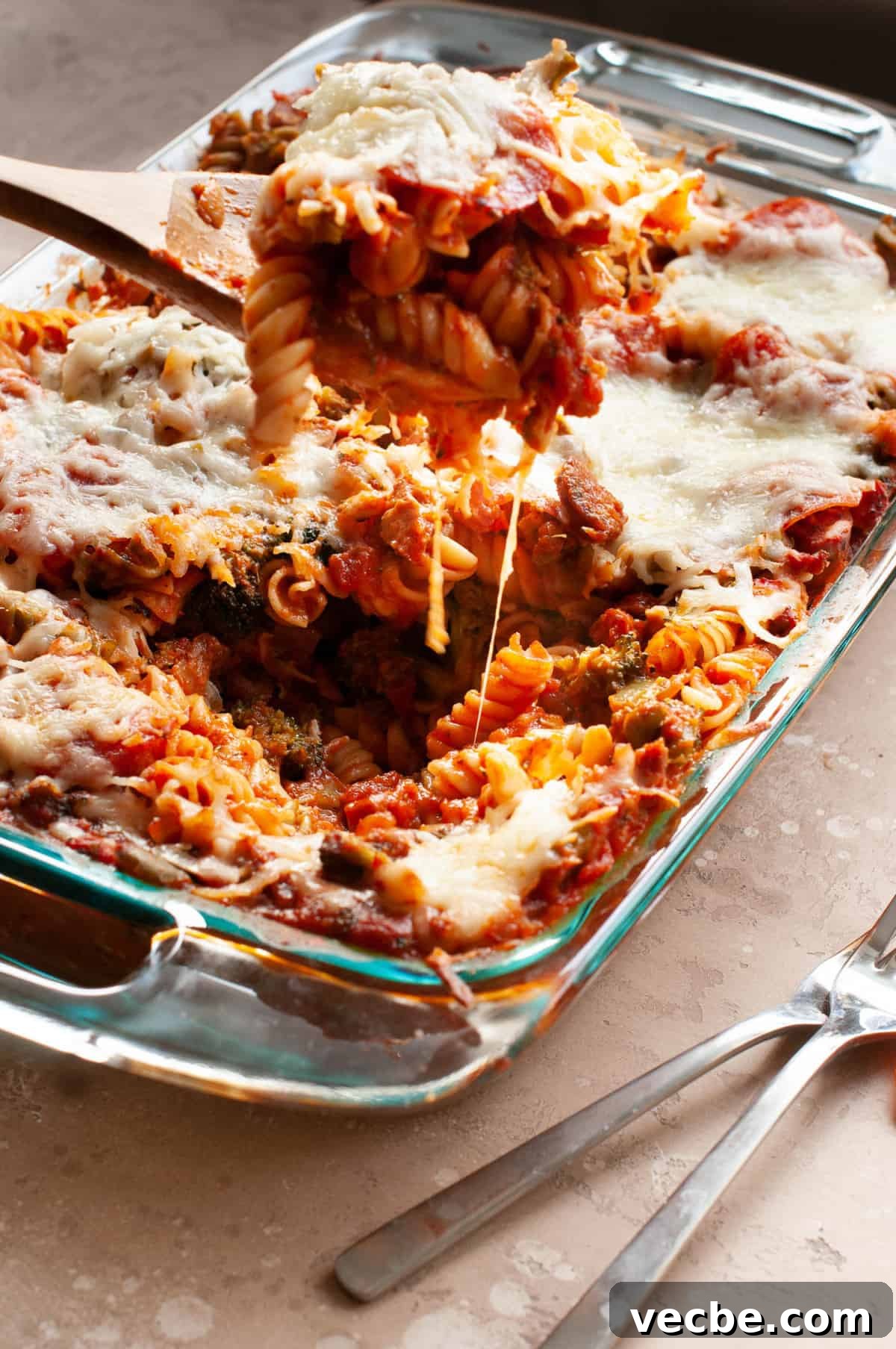 One-Pan Cheesy Pizza Casserole Recipe with Pepperoni 3 healthy pizza casserole