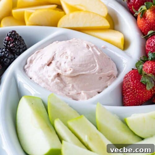strawberry fruit dip featured image- dip in bowl with fruit