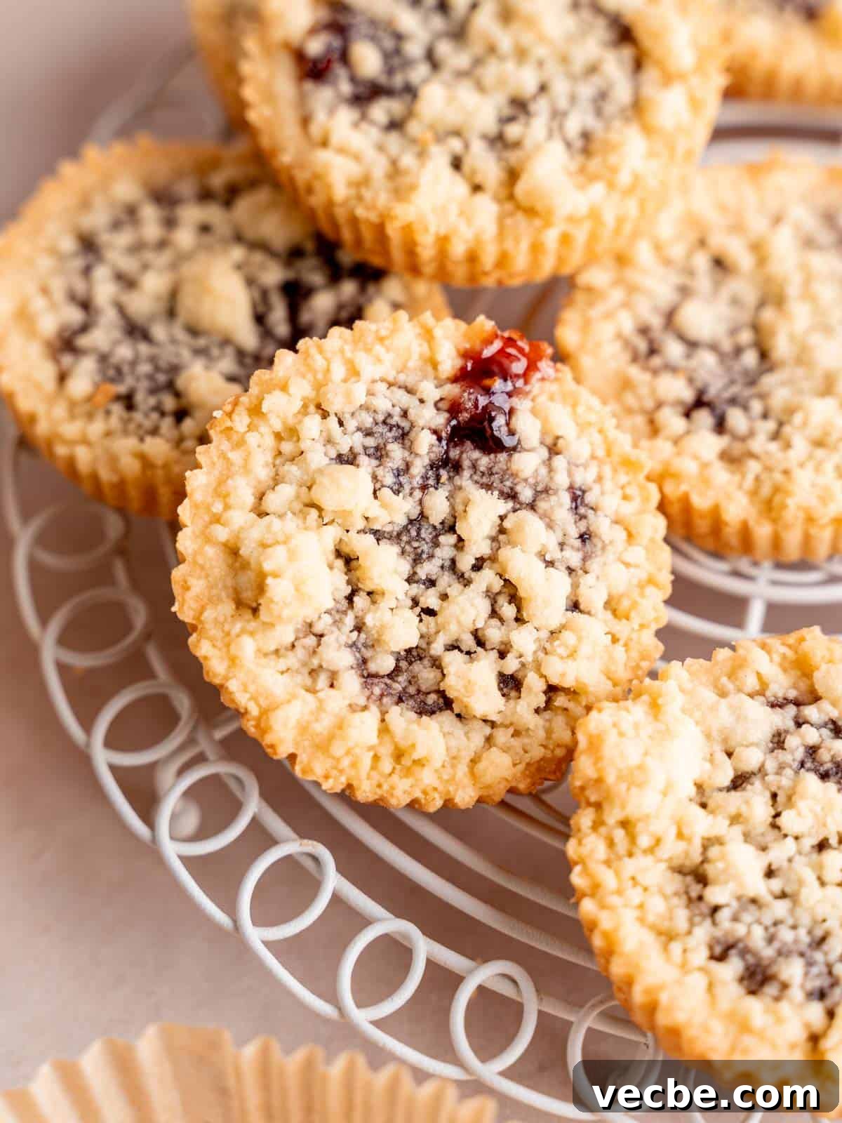 Raspberry Crumble Cookies Better Than Costco 10 Shortbread cookies with raspberry filling and crumbs on top.